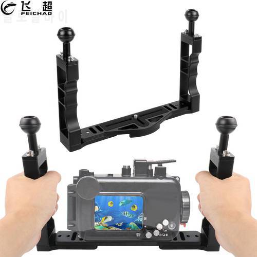 Diving Handle Tray Upgraded Base Bracket Dual Handheld Hand Grip Rig for Gopro for DJI Action DSLR Camera Video Underwater Case