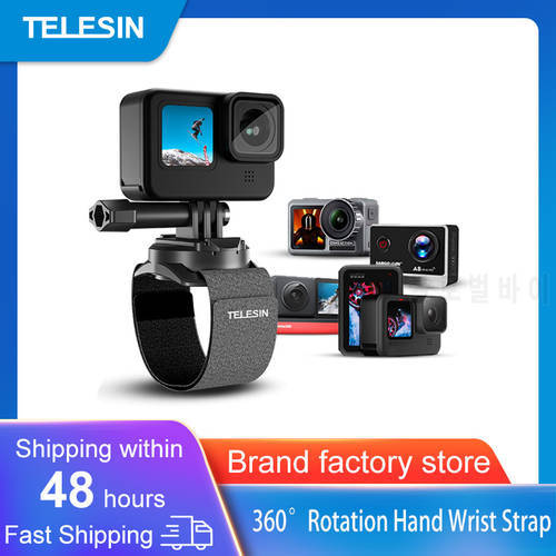 TELESIN 360 Degree Rotation Hand Wrist Strap for GoPro Hero 11 10 9 8 Band Holder Mount For Insta360 Osmo Action 2 Xiaomi Yi 4K