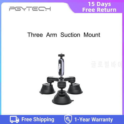PGYTECH Triple Cup Camera Suction Mount 360° Rotation Suction Cup Car Holder Window Mount For Dji Action 2 Insta360 Yi Sony