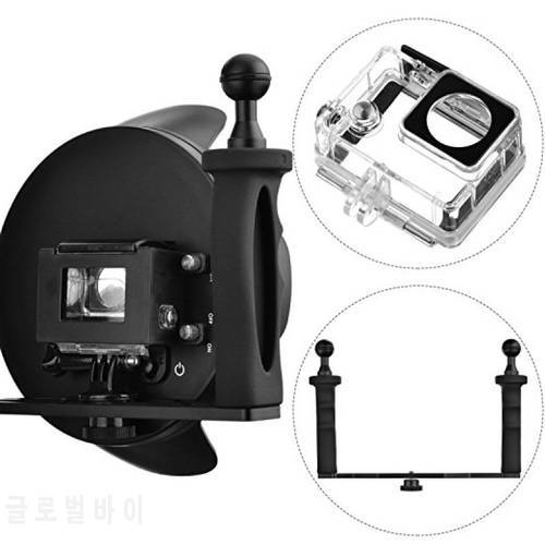 for GoPro Hero 3+/4 Black Silver Camera Dome Port 6 inch Upgraded V3.0 Transparent Housing Dome with Handheld Tray Stabilizer