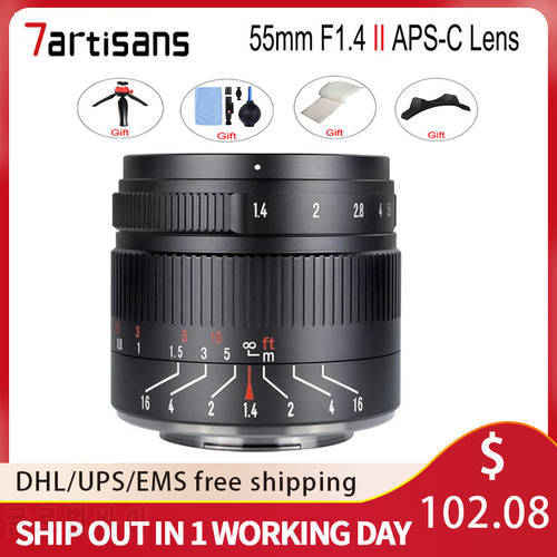 7Artisans 7 artisans 55mm F1.4 II Large Aperture Prime Lens For Sony E A6600 Canon EF-M Fuji XF Micro 4/3 Nikon Z Camera Lens