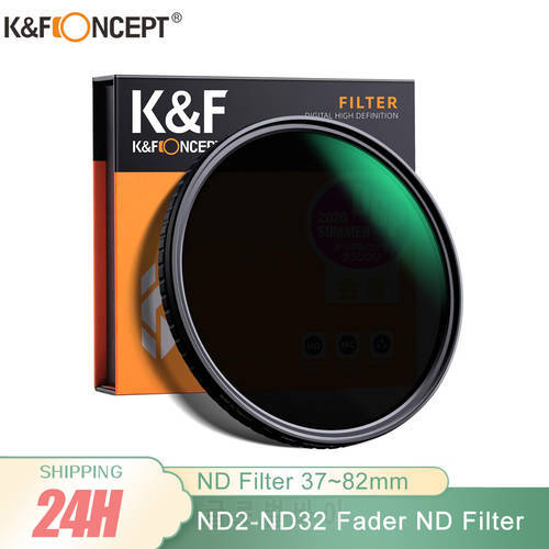 K&F Concept ND2-ND32 Fader ND Lens Filter Neutral Density Variable Multiple Layer Nano Coated 49mm 52mm 58mm 62mm 67mm 77mm