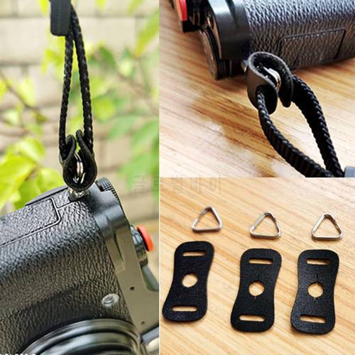 2Pcs Camera Strap Triangle Split Ring Hook PU Leather Protective Cover Pads G32B