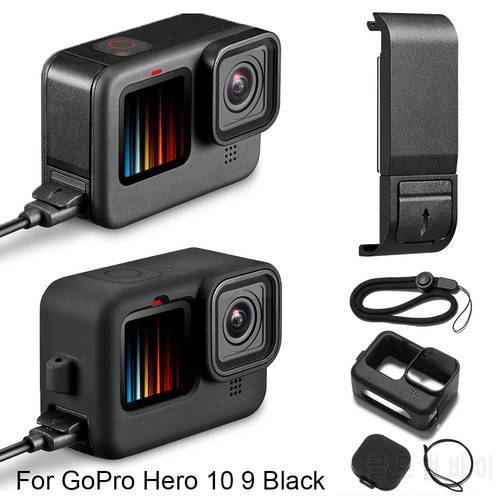 For GoPro Hero 10 9 Black Durable Flip Battery Side Cover Anti-Shockproof Removable Lid Protective Silicone Case Lens Cap