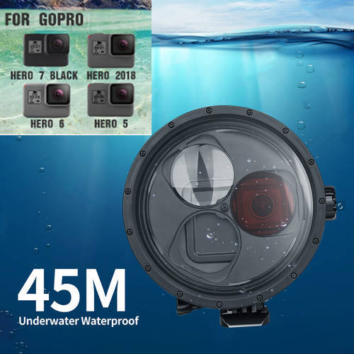 2020 New 45M Underwater Waterproof Case With Lens Adjust (10X Magnifier Lens and Red Filter Lens ) for GoPro Hero 7 Black 6 5