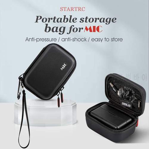 For DJI MIC Microphone Storage Bag PU Waterproof Portable Handbag Protective Case Box with Carabiner Accessories