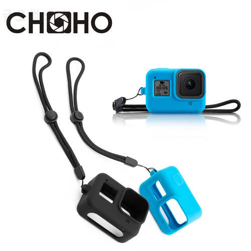 Silicone Protective Frame Case Housing Soft Rubber Shell Protector + Strap For Gopro Hero 8 Black Go Pro New Accessories