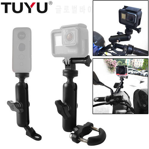 TUYU Motorcycle Bike Camera Holder Handlebar Mirror Mount Bracket1/4 Metal Stand For GoPro Hero98765 insta 360 Cameras Accessory