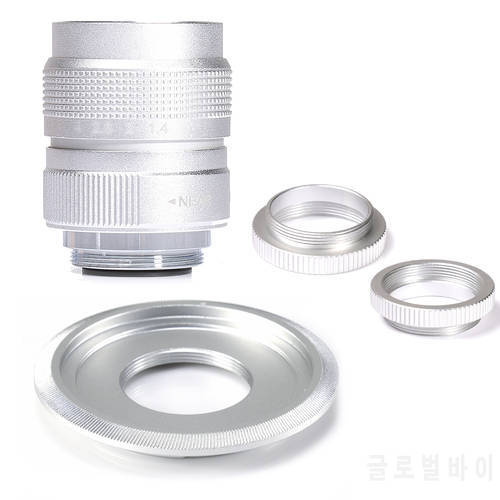 Silver Fujian 25mm f/1.4 APS-C CCTV Lens+adapter ring+2 Macro Ring for P anasonic/O lympus Micro4/3 M4/3 Mirroless Camera