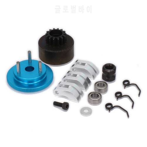 RCAWD 1set Clutch Bell HPI 14T Gear Flywheel Assembly Clutch Shoes flywheel Springs Cone & Engine Nut for 1/8 RC Car parts HSP