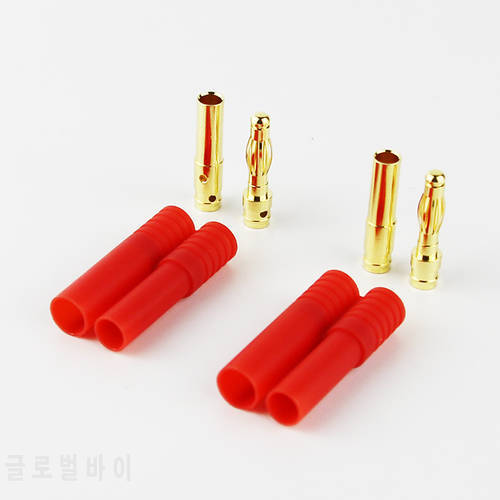 OliYin 10 Sets HXT 4mm Bullet Banana Plugs with Red Housing for RC Connector Socket Gold Plated Banana Plug