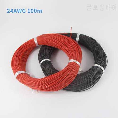 100m Silicon Wire 24AWG Heatproof 200 degree Soft Silicone Silica Gel Wire Cable For RC Model Battery Part in Red Black Blue