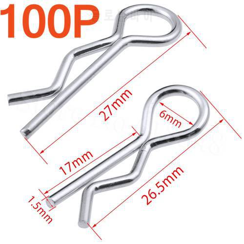 100pcs Universal 1/5 1/8th Scale Large RC Body Clips Bend Truck Buggy Shell R Pins For Redcat HSP 81013 Baja