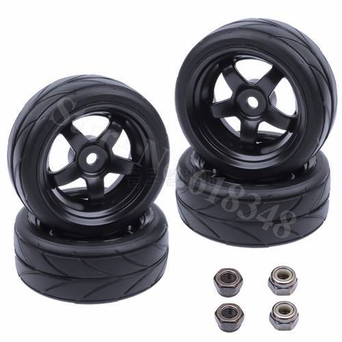 RC Run Flat Tyres & Wheels Rim 12mm For 1:10th HSP Redcat Himoto HPI 4WD Pack of 4