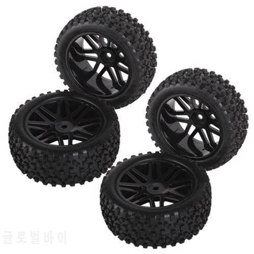 4pcs Wheel Rim & Rubber Tyre Tires Front & Rear for RC 1/10 Off-Road Car Buggy