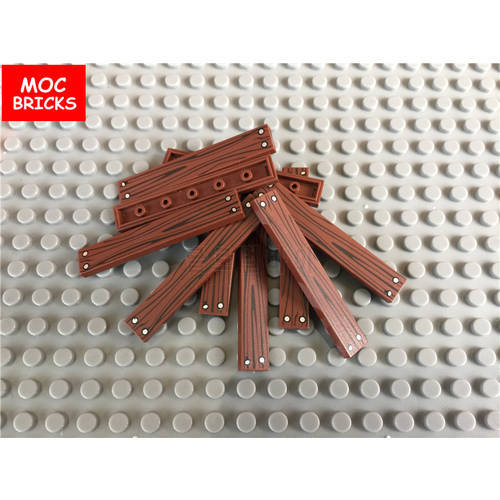 10pcs/lot MOC Bricks DIY Brown Tile 1x6 with Wood Grain Pattern fith with 6636pb143 Educational Building Blocks Kids Toys Gift