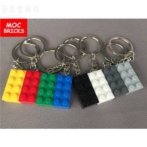 MOC NEW Colorful Brick 2X4 Figure Keychain Keyring DIY Educational building blocks Model Action Toy Kids best gifts