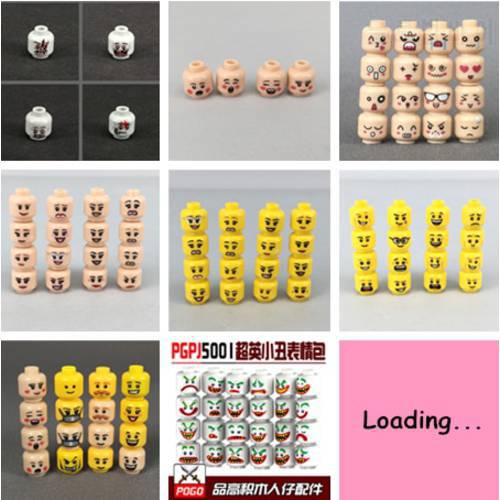 Pack Sale MOC Bricks Figure Face Boy and Girl Head Expression DIY Educational Building Blocks Toys For Children Gifts