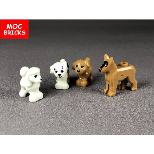 5pcs/lot Animal Blocks Little Brown Dog Shepherd Dog Dalmatian Educational DIY Building Blocks Bricks Toys kids best Gifts