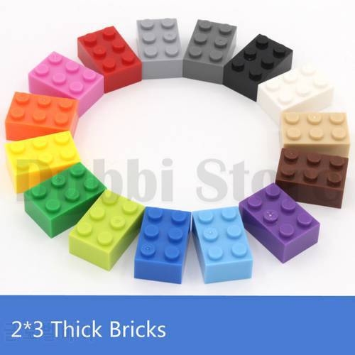 2*3 DIY Building Block Thick Bricks 100g/lot about 52 pcs Compatible with Brands Educational Toy Multicolor Gift for Children