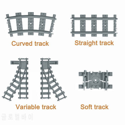 City Train Tracks Accessory Straight Curved Cross Flexible Rail Building Block Brick Trein railways Tracks Compatible All Brands
