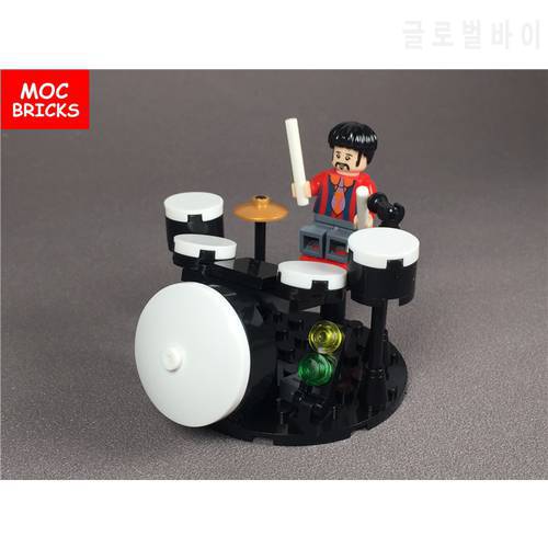 Set Sale MOC Bricks DIY MOC Drum Kit Set Music Equipment Microphone Drumsticks building Blocks Action Figure Kids Dolls Gifts