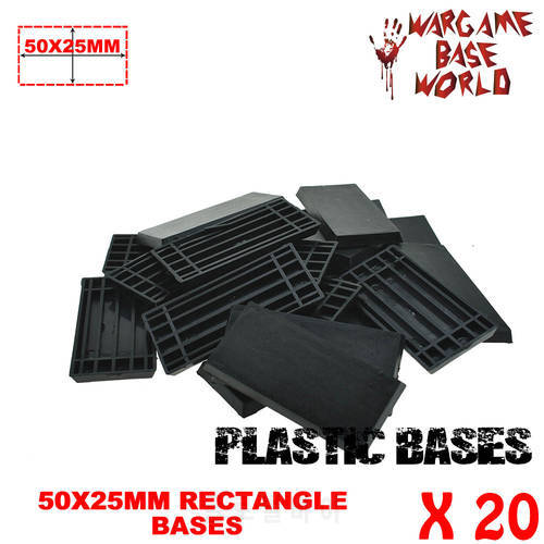 20PCS Rectangular Bases 50x25mm base plastic black for wargames and table games