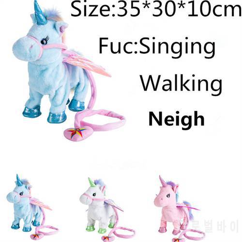 Singing and Walking Unicorn Electronic plush Robot Horses New Christmas Gift Electronic plush toys for Kids birthday gifts