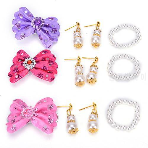 1 Set New Jewelry Pearl Necklace Earrings for Dolls Plastic Accessories Kids Best DIY Birthday Gift For Girls&39 Doll