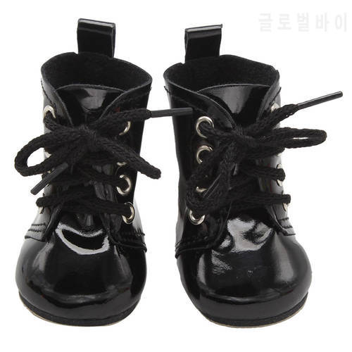 1Pair Black Lace Up PU Martin Boots Shoes Popular Doll Shoes for 18 inch Dolls Christmas Girls Toys Accessories