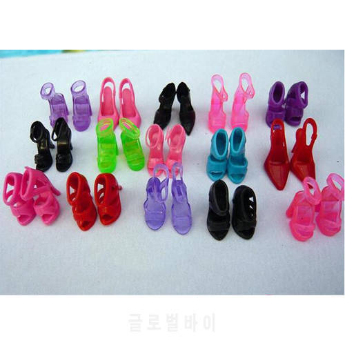 12Pair/lot Mixed-Styles Fashion Sandals Little Toy Assorted Shoes for Doll Accessories Original High-heel Shoes For Dolls