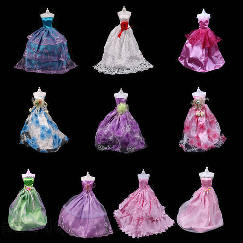 One Set New Arrival Handmade Layer Party Wedding Dress For Princess Floor Length Doll Dress Clothing or Shoes