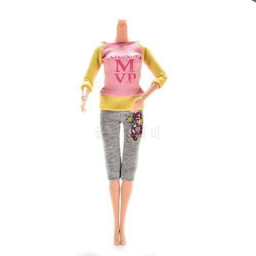 MYPANDA Fashion 2 Pcs/set Casual Clothes Spring Autumn Suit for Doll Blouse Trouser Pant