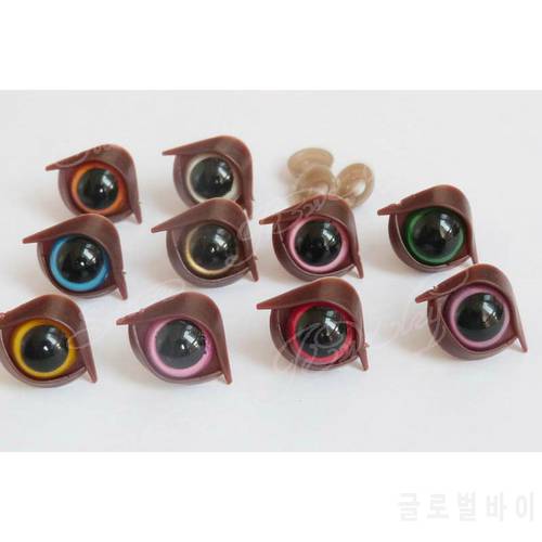 40pcs/lot-10mm mixed color toy eyes with brown eyelid with washer