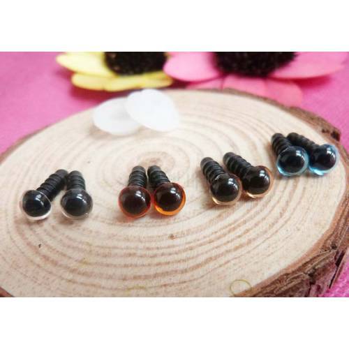 40pcs/lot 6mm mixed color safety toy eyes with hard washer
