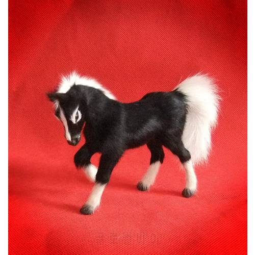 artificial animal 11x10cm black horse toy fur& polyethylene model home Furnishing decoration,Christmas gift h4293