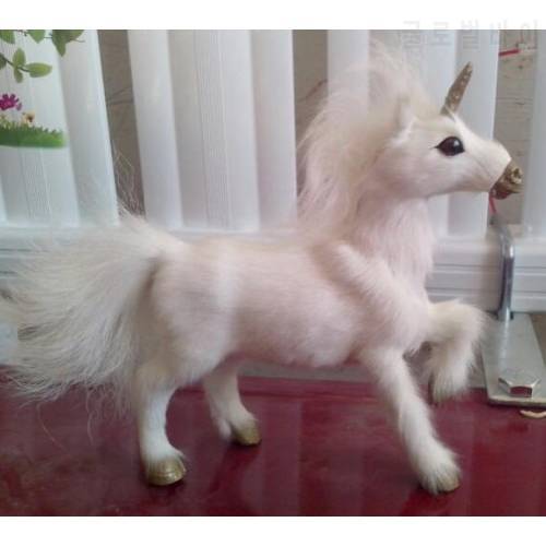 artificial animal model about 18x18cm white unicorn toy fur& polyethylene horse toy home furnishing gift u0440