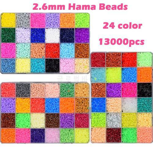 24 Color Perler Beads 13000pcs box set of 2.6mm Hama Beads for Children Educational jigsaw puzzle DIY Toys Fuse Beads Pegboard