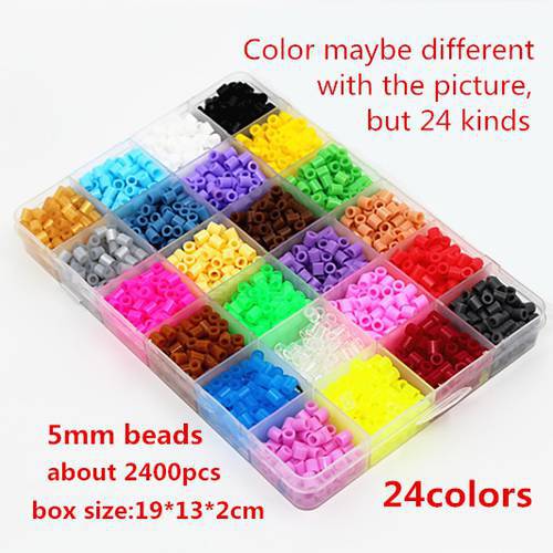 5mm 24 colour hama perler beads 2400pcs boxed set EVA kids children DIY handmaking fuse bead Intelligence Educational Toys Craft