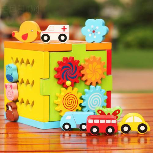 Early Children Cognitive Multi-functional Eco-friendly Wood Puzzle Toys Geometric Sliding Intelligence Box Toys