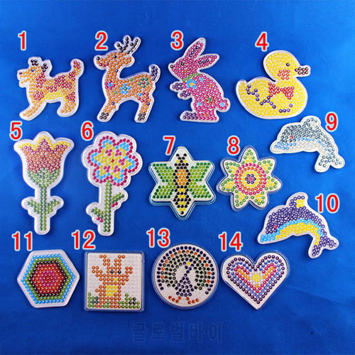 10 Piece/Lot 5mm Hama Beads Template With Colore Paper Plastic Stencil Jigsaw Perler Beads Diy Transparent Shape Puzzle Pegboard
