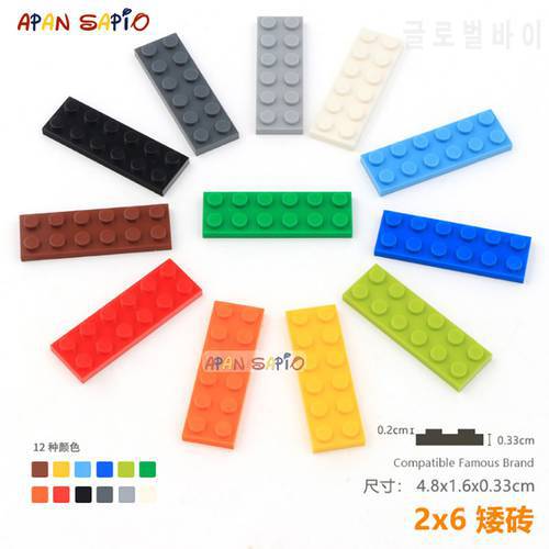 10pcs/lot DIY Blocks Building Bricks Thin 2X6 Educational Assemblage Construction Toys for Children Size Compatible With lego