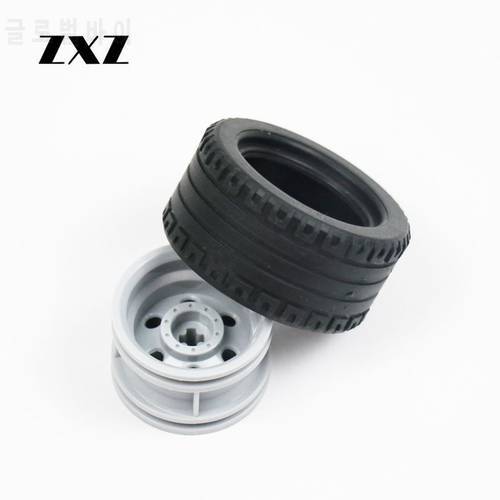 20PCS Technical Wheel Cross Hole Tire 44309 Hub 56145 for Kids Toys MOC Car Accessory Wheels and Tyres in Building Blocks