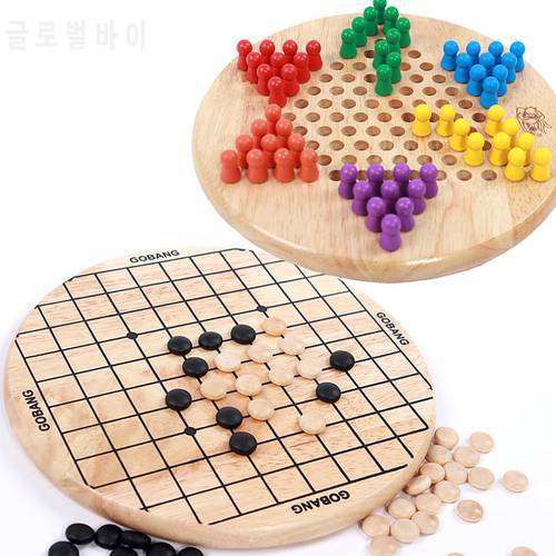 Free Shipping Children Wooden 6 Angle Checkers+Gobang Kids Intellisgence Educational Supplies Chess Board Games for Adults Gift