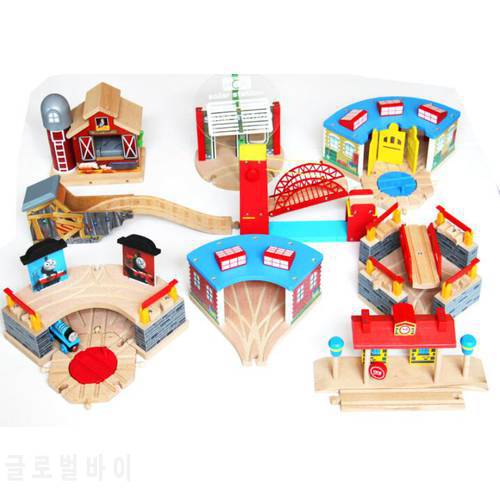 EDWONE All Kinds Train Garage Air Staion Wood Track Beech Wooden Railway Train Track TOY Accessories fit for Biro