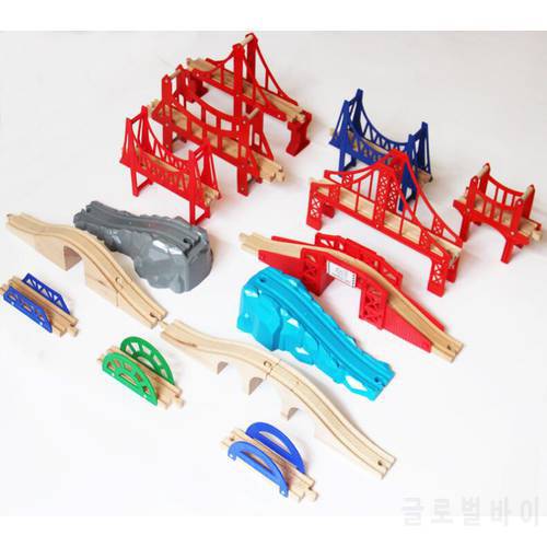 EDWONE All Kinds of Bridges Wood Track Beech Wooden Railway Train Circular Track Accessories fit for Biro