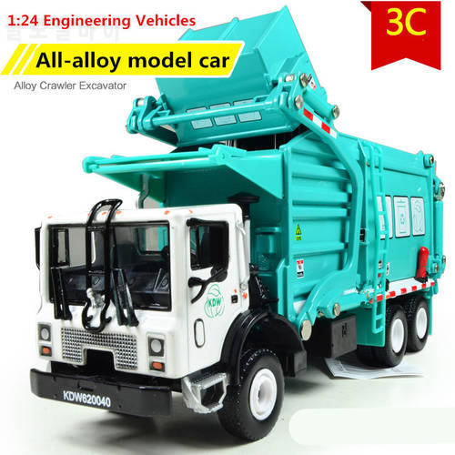 Favorite Model gift,Alloy Material truck, garbage truck,1:24 alloy Engineering Vehicles,Diecast metal cars,free shipping