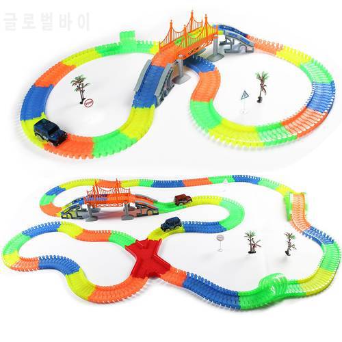 220Pcs Creative Glow Racing Track Set Flexible Tracks Toy Led Car Assembly Educational Luminous Toys Gifts For Children Kids