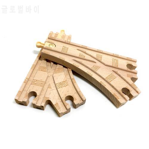 Train Track Game Special Accessories P084 High Quality Rail Single Head Road Bifurcated Large Track Compatible Wooden Wood