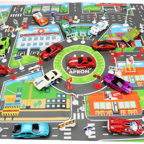 83*58CM Kids Toys City PARKING LOT Roadmap Map DIY Car Model Toys Climbing Mats English Version